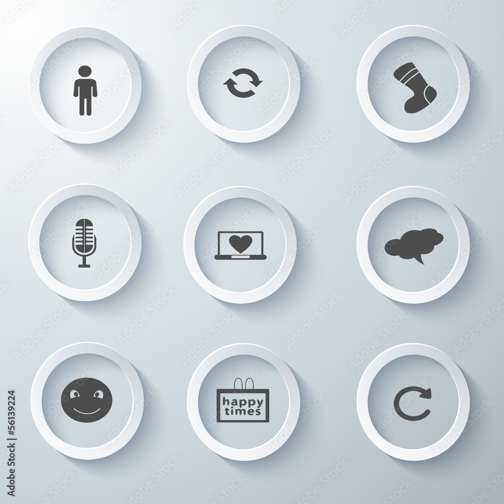 Icon Set collection White 3d icons 3d icons vector illustration Icon Set collection White 3d icons 3d icons vector illustration