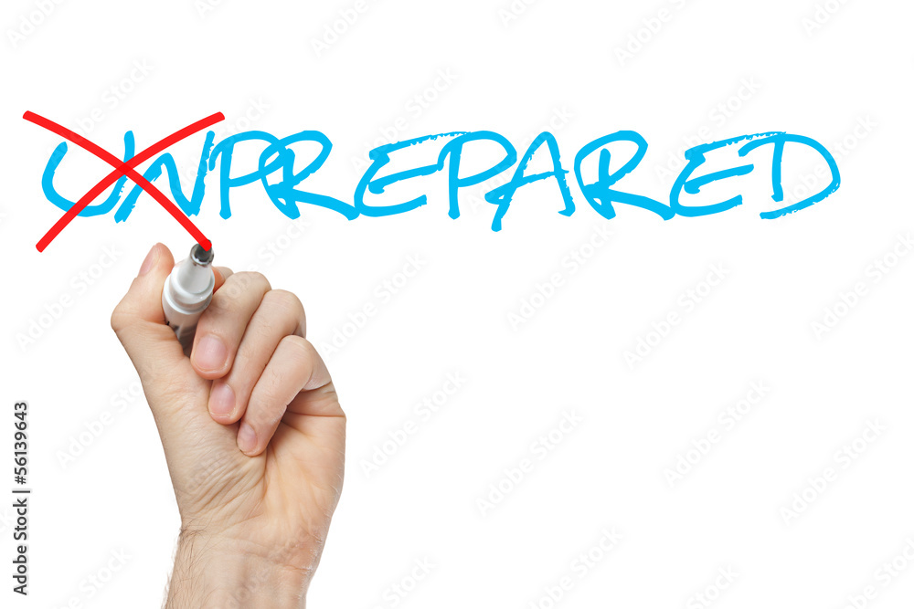 Fototapeta premium Hand turning the word Unprepared into Prepared