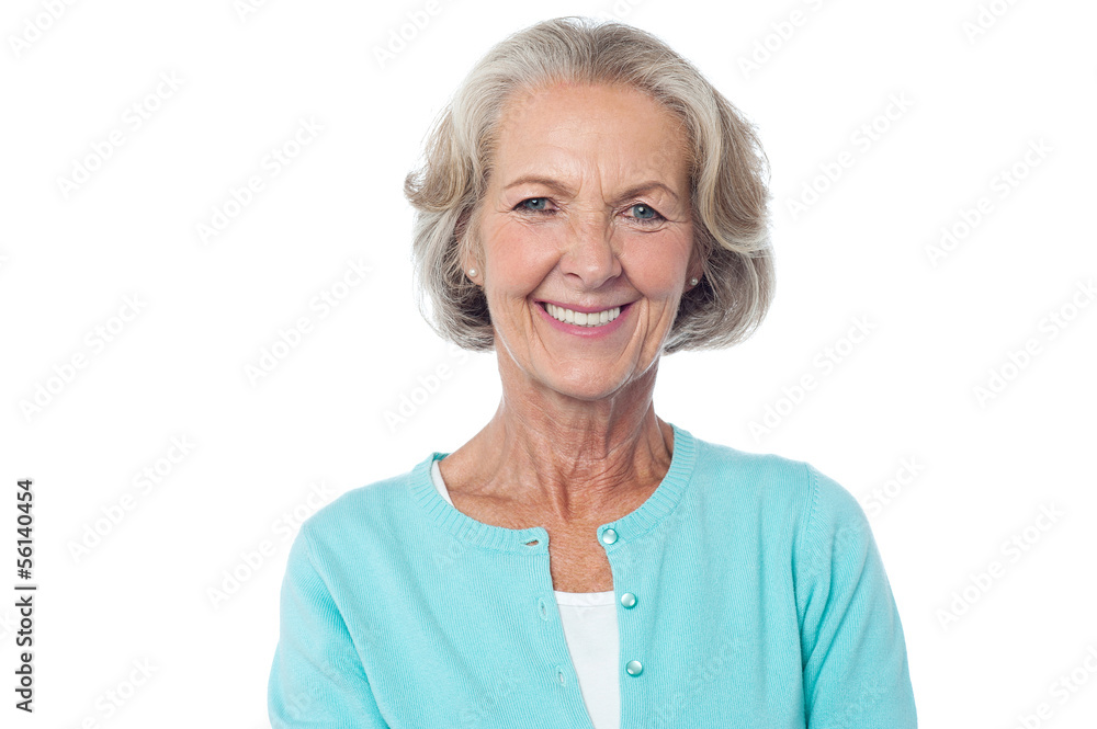 Smiling aged lady in casuals - obrazy, fototapety, plakaty 
