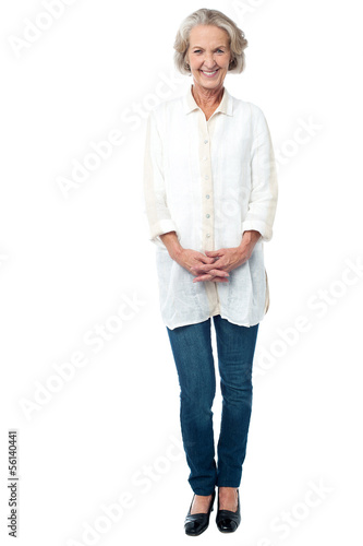 Attractive cheerful trendy senior woman