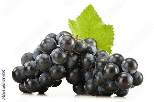 Bunch of fresh red grapes isolated on white