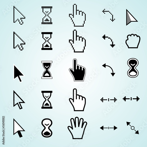 Cursor Arrow. Hourglass. Hand. Rotate. Scale. Set. Vector