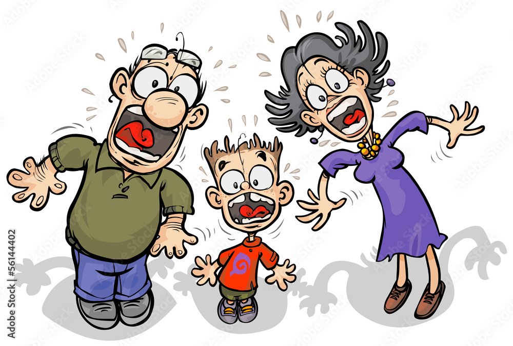 Cartoon Family with shocked expressions. Stock Vector | Adobe Stock