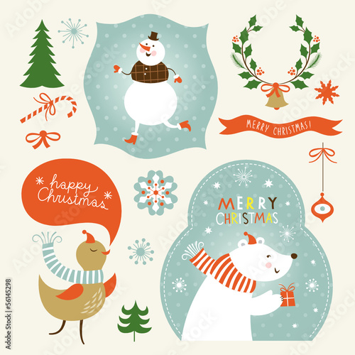 set of christmas and new year's graphic elements