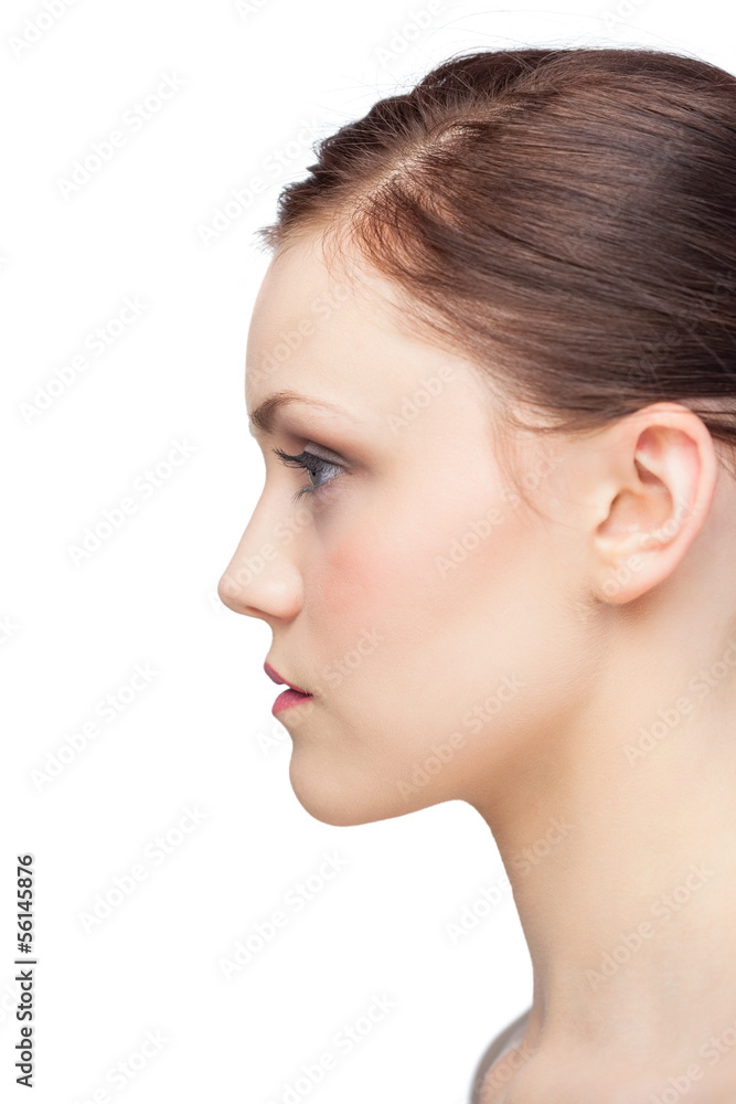 Profile view of serious fresh brunette posing Profile view of serious fresh brunette posing