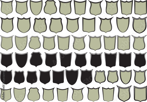 set of shields in different shapes