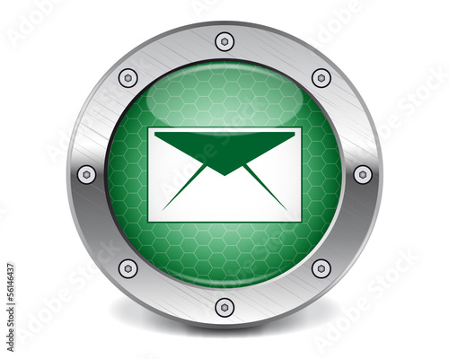 Internet mail button with green exagons adn gears photo