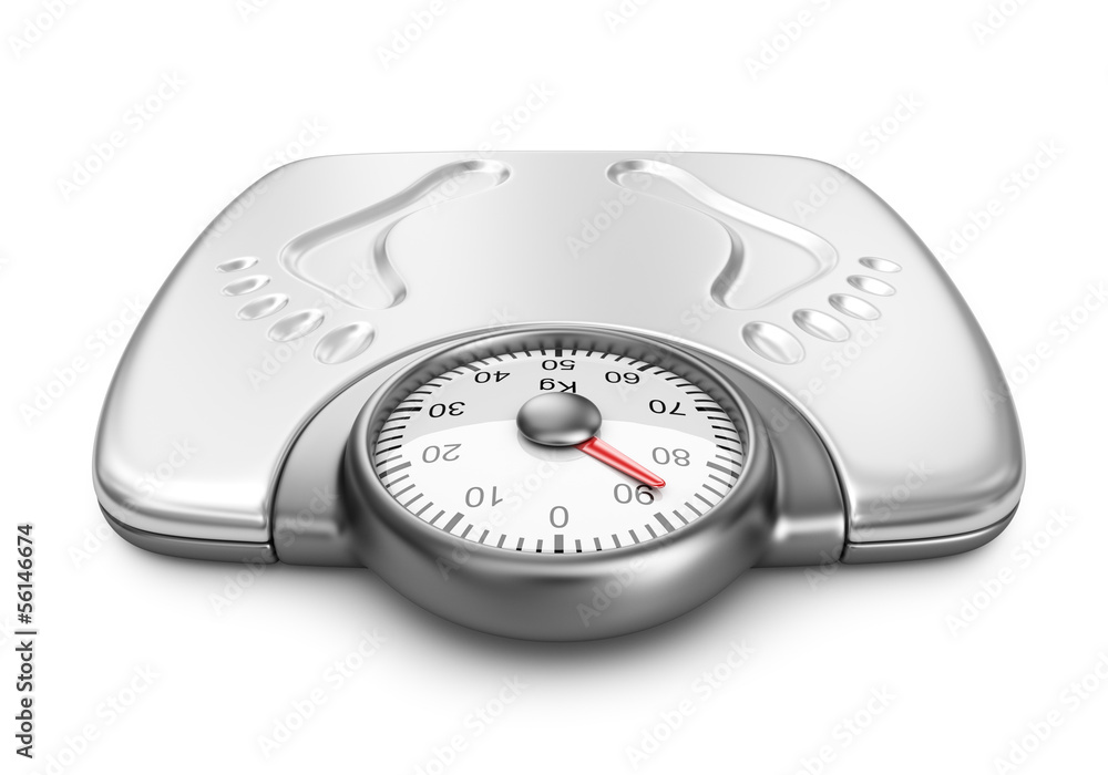 Bathroom weight scales. 3D Icon isolated on white background Bathroom weight scales. 3D Icon isolated on white background