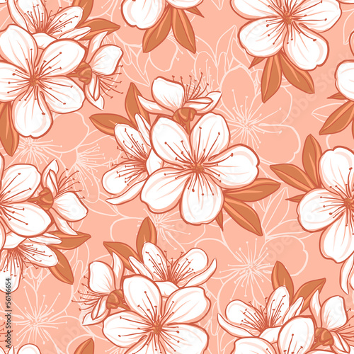 Seamless pattern with cherry blossom