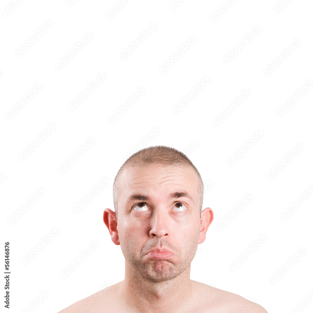 Sad man looking up Sad man looking up