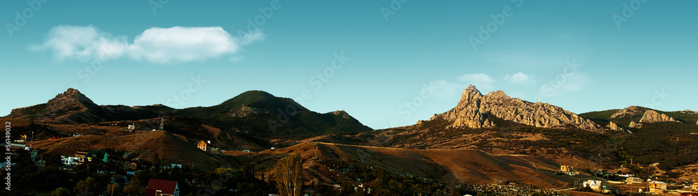 Old Crimean Mountains, abstract panoramic backgrounds