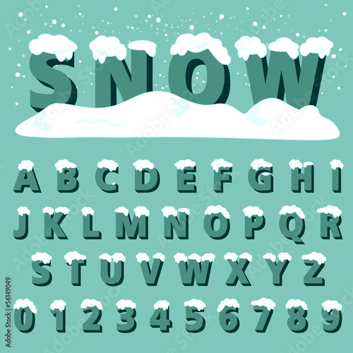 Retro type font with snow