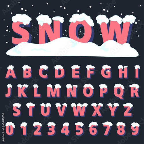 Retro type font with snow