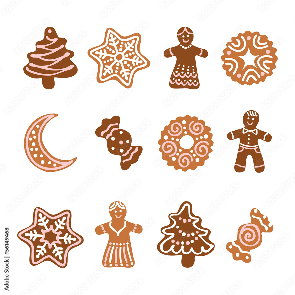 Fototapeta premium Web icon set -12 Christmas gingerbread cookies