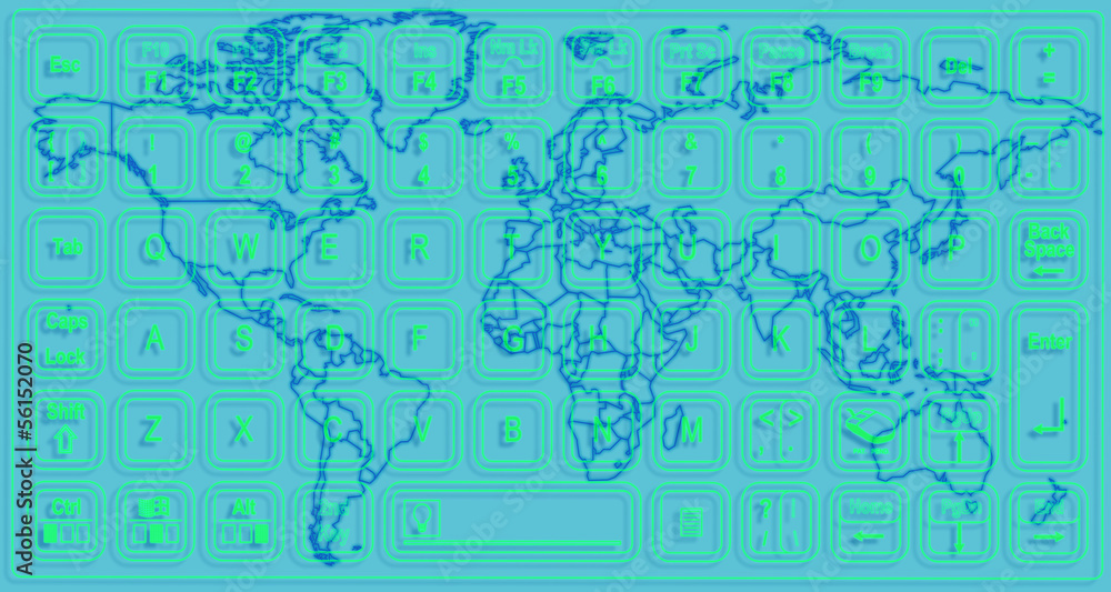 World map and keyboard