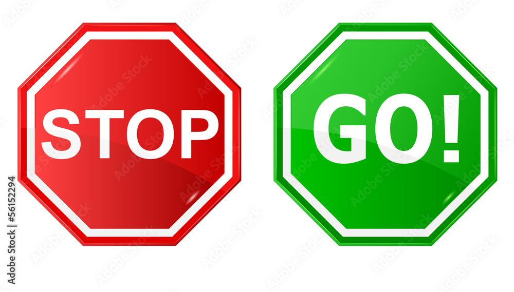 Vector illustration of sign : Stop and Go. Stock Vector