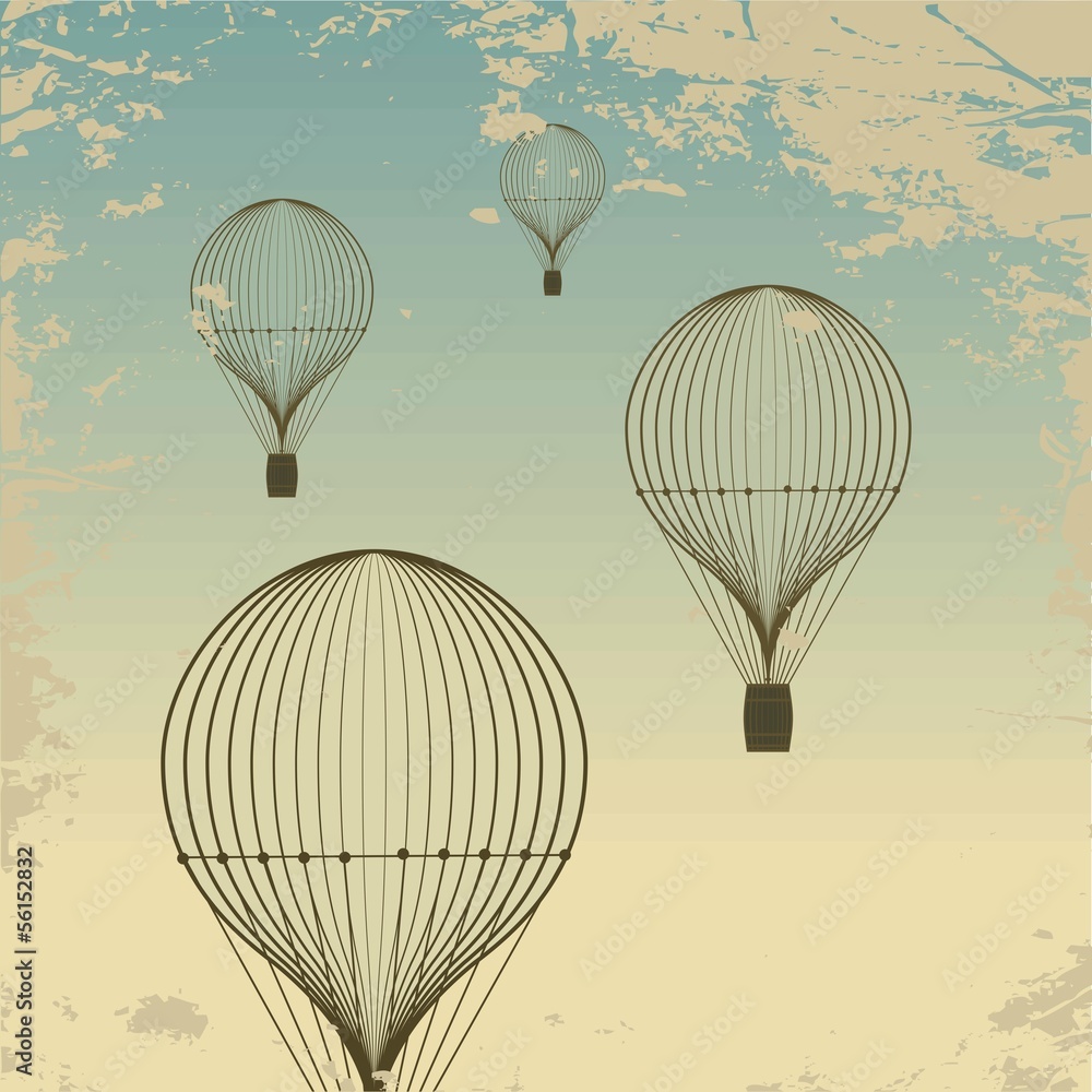 Retro hot air balloon sky background old paper texture. Vintage Stock  Vector | Adobe Stock