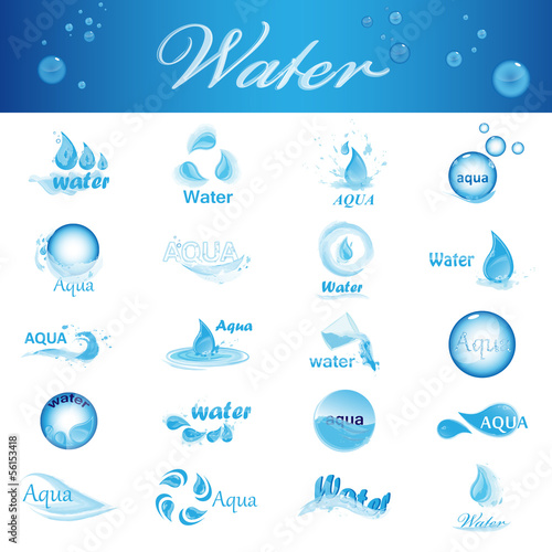 Water And Drop Icons - Set - Isolated On White Background