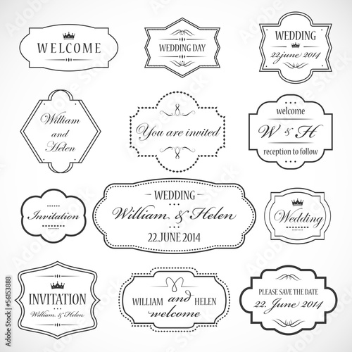 Frames And Labels Set - Isolated On Gray Background