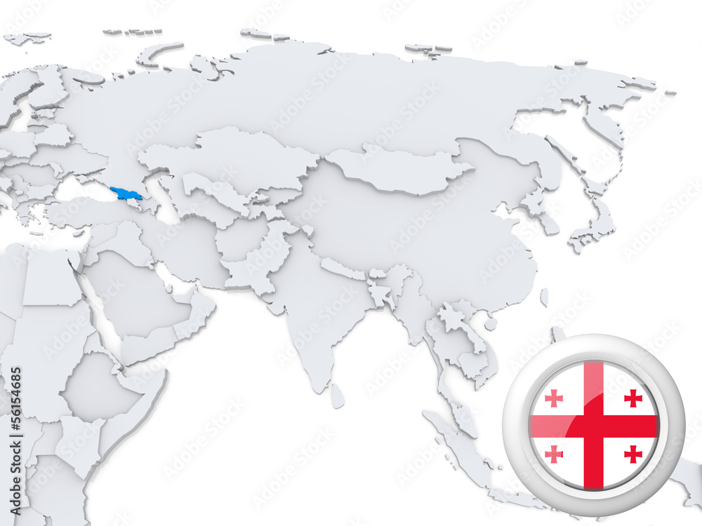Georgia on map of Asia Stock Illustration | Adobe Stock