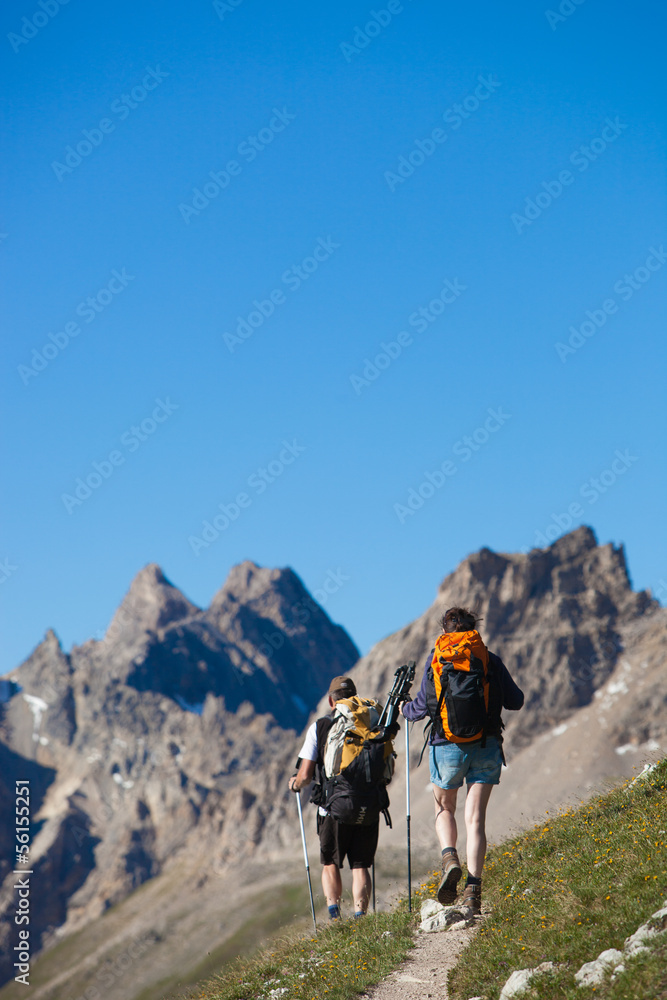 a couple of hikers in the French Alps