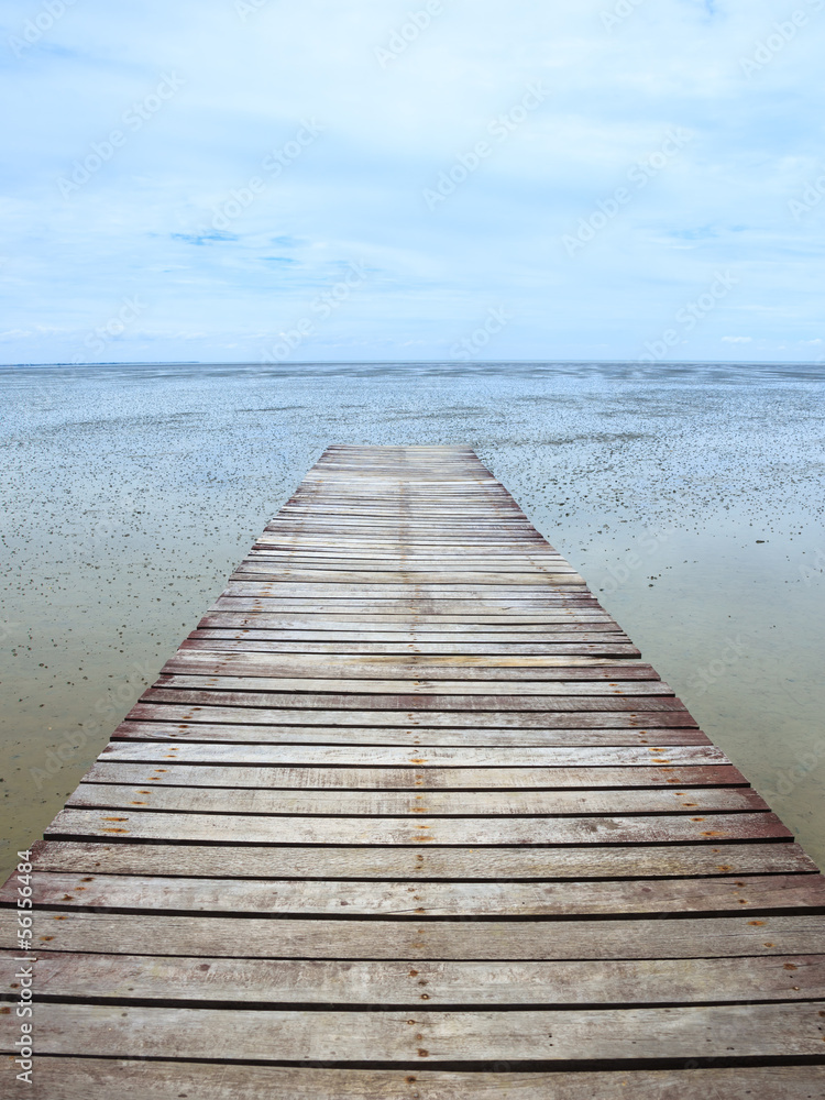 Wooden jetty during low tide