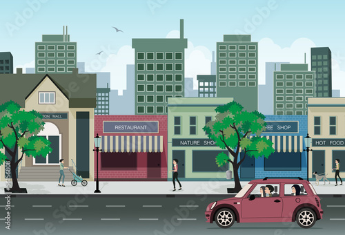 Restaurants in the city.