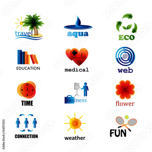 Different Icons Set - Isolated On White Background