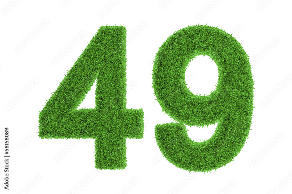 Number 49 with a green grass texture Number 49 with a green grass texture