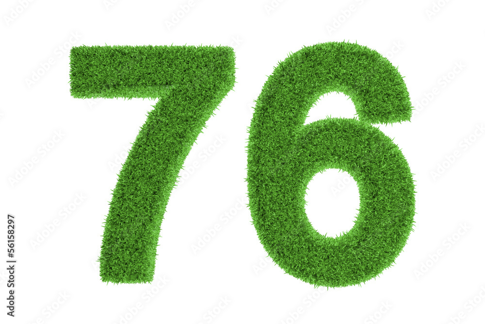 Number 76 with a green grass texture Number 76 with a green grass texture