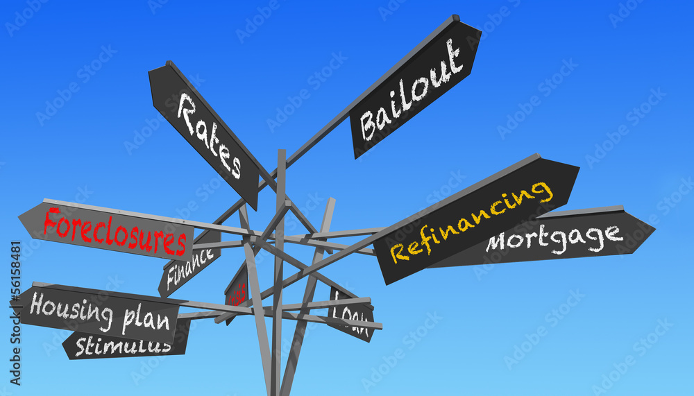 Fototapeta premium housing crisis signs post
