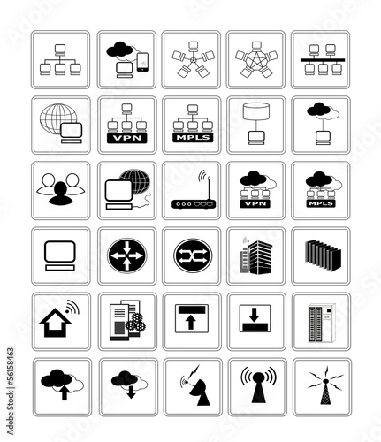 Collection of Network web icon symbols photo