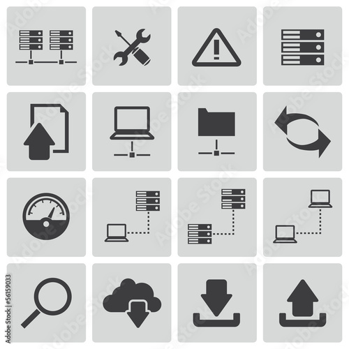 Vector black FTP icon set