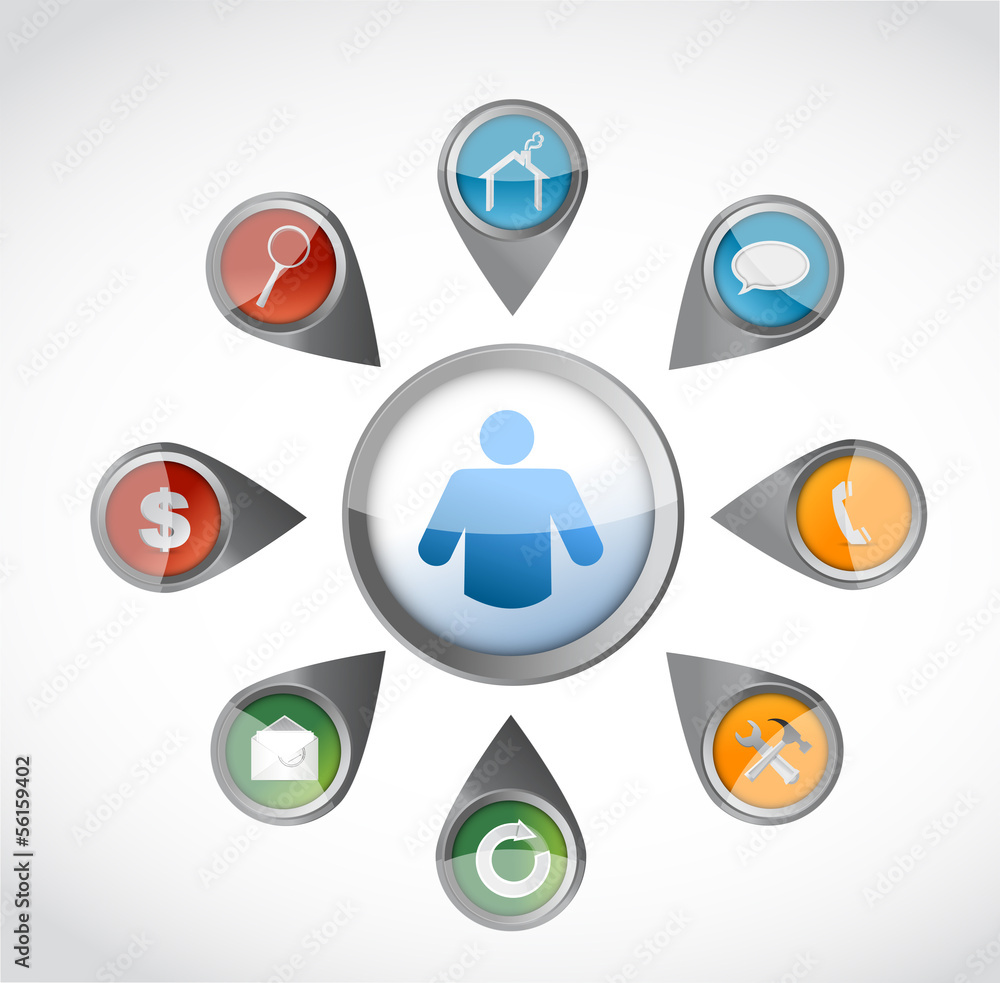 apps and tools around an icon. apps and tools around an icon.
