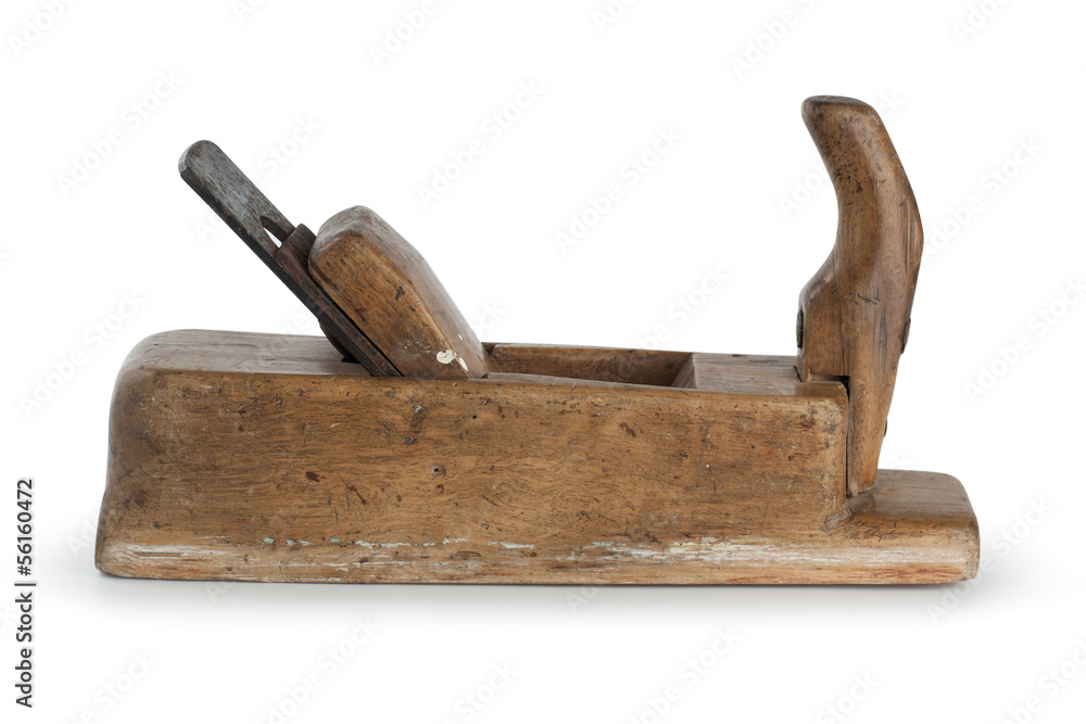 Planer. Old, wooden, isolated. Clipping path Planer. Old, wooden, isolated. Clipping path