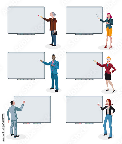 Business People and Empty Digital Whiteboards