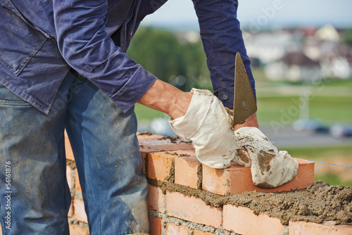Fotografering construction bricklayer work