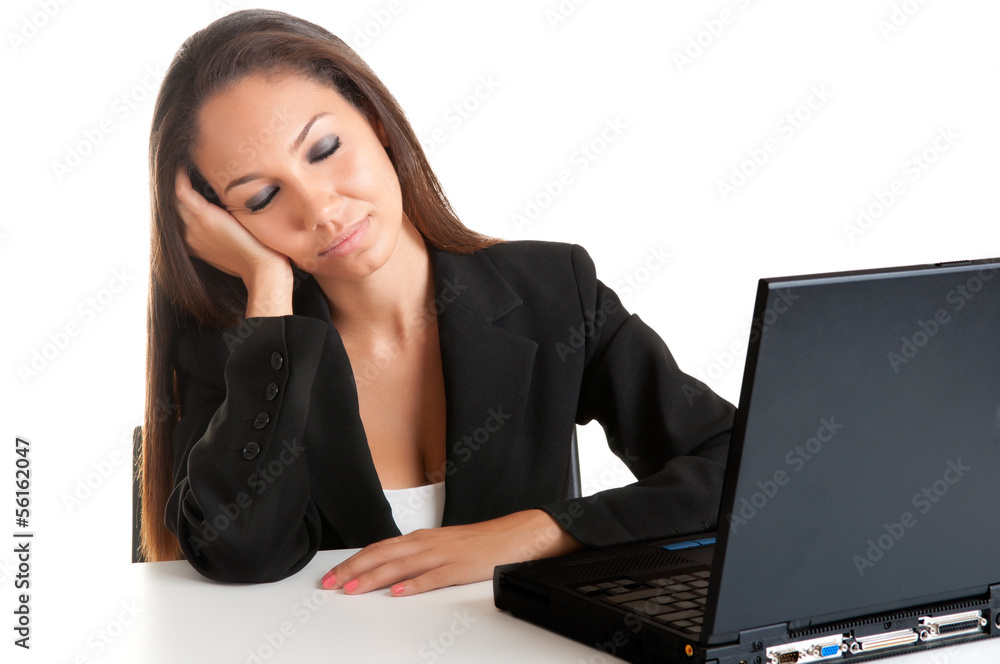 Businesswoman Sitting at Her Desk Sleeping Businesswoman Sitting at Her Desk Sleeping