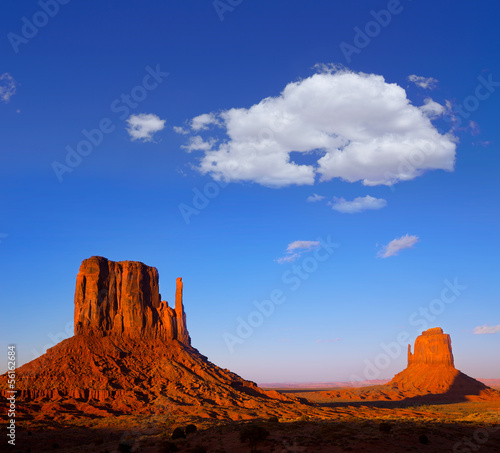 Monument Valley West Mitten and Merrick Butte sunset