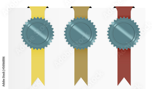 The set of yellow and brown ribbon with blank seal