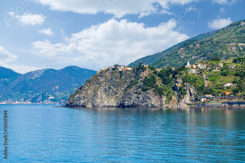 Panorama of the coast of the Cinque Terre in Italy.