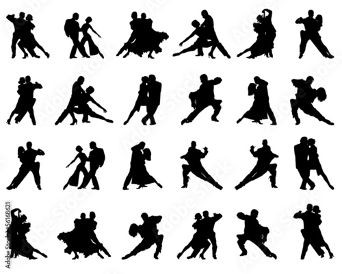 Foto Silhouettes of tango players, vector