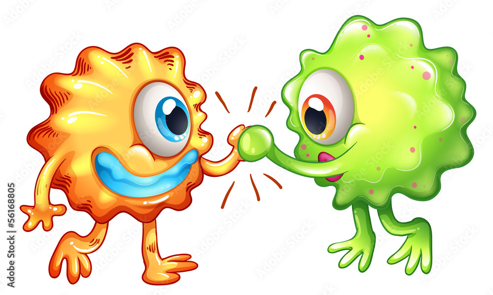Fototapeta premium Two monsters showing teamwork