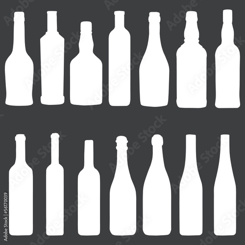 vector icons set: white bottles on dark background