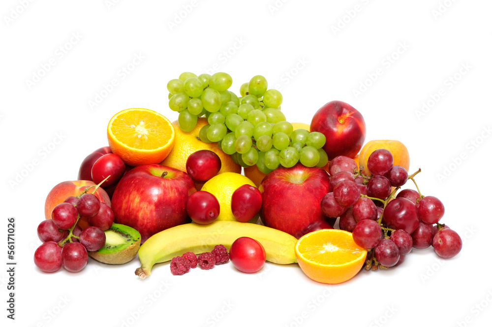 fresh fruits isolated on white background