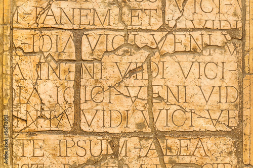 Wall with Latin inscriptions and Roman inscriptions and letters