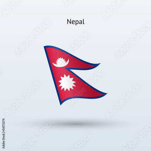 Nepal flag waving form. Vector illustration.