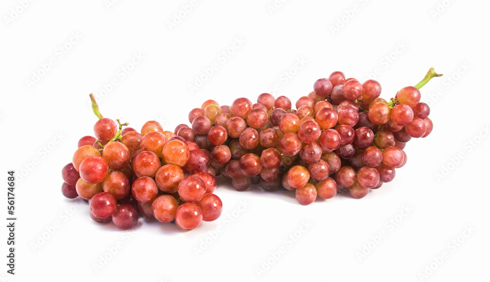 Red grapes fresh with water drops