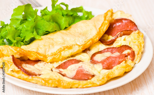 Omelet with salami