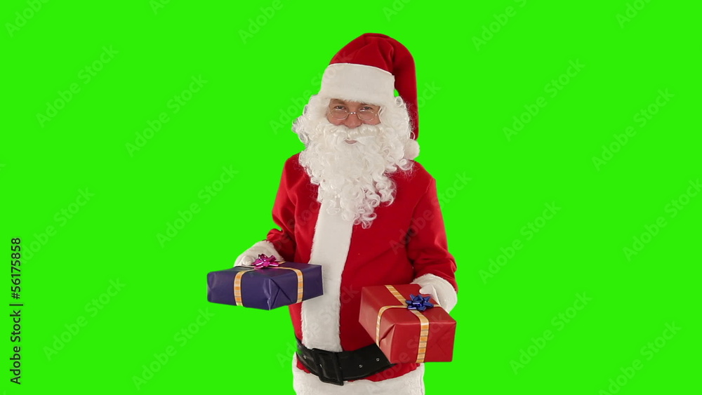 Santa Claus weighting presents, Green Screen Santa Claus weighting presents, Green Screen